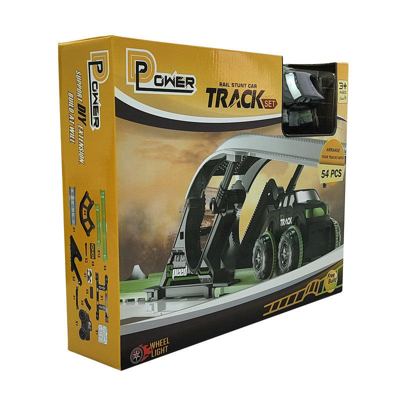 D-Power Electric Rolling DIY Stunt Car Track Set - 54Pc - Laadlee