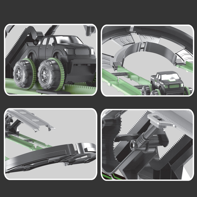 D-Power Electric Rolling DIY Stunt Car Track Set - 54Pc - Laadlee