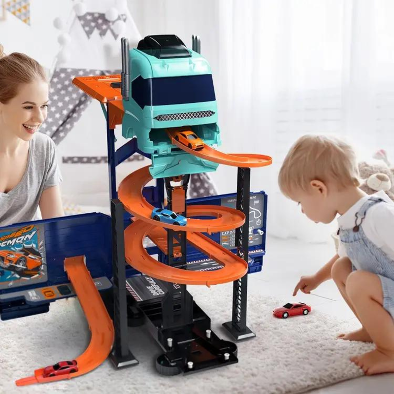 D-Power Super 2-in-1 Construction Truck With Truck & Track Set - Blue - Laadlee