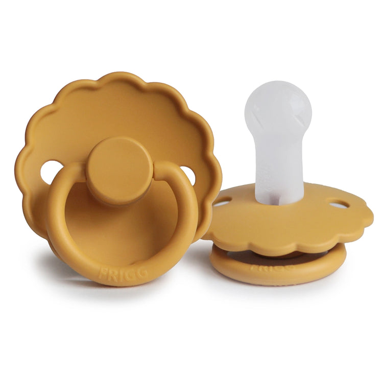 Frigg Daisy Silicone Baby Pacifier 6M-18M, 1Pack, Honey Gold - Size 2 - Laadlee