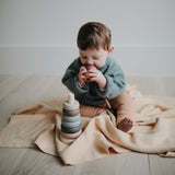 Mushie Knitted Baby Blanket Confetti Peach - Laadlee