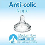 Dr. Brown's Level 2 Wide Neck Silicone Options+ Nipple Pack of 2