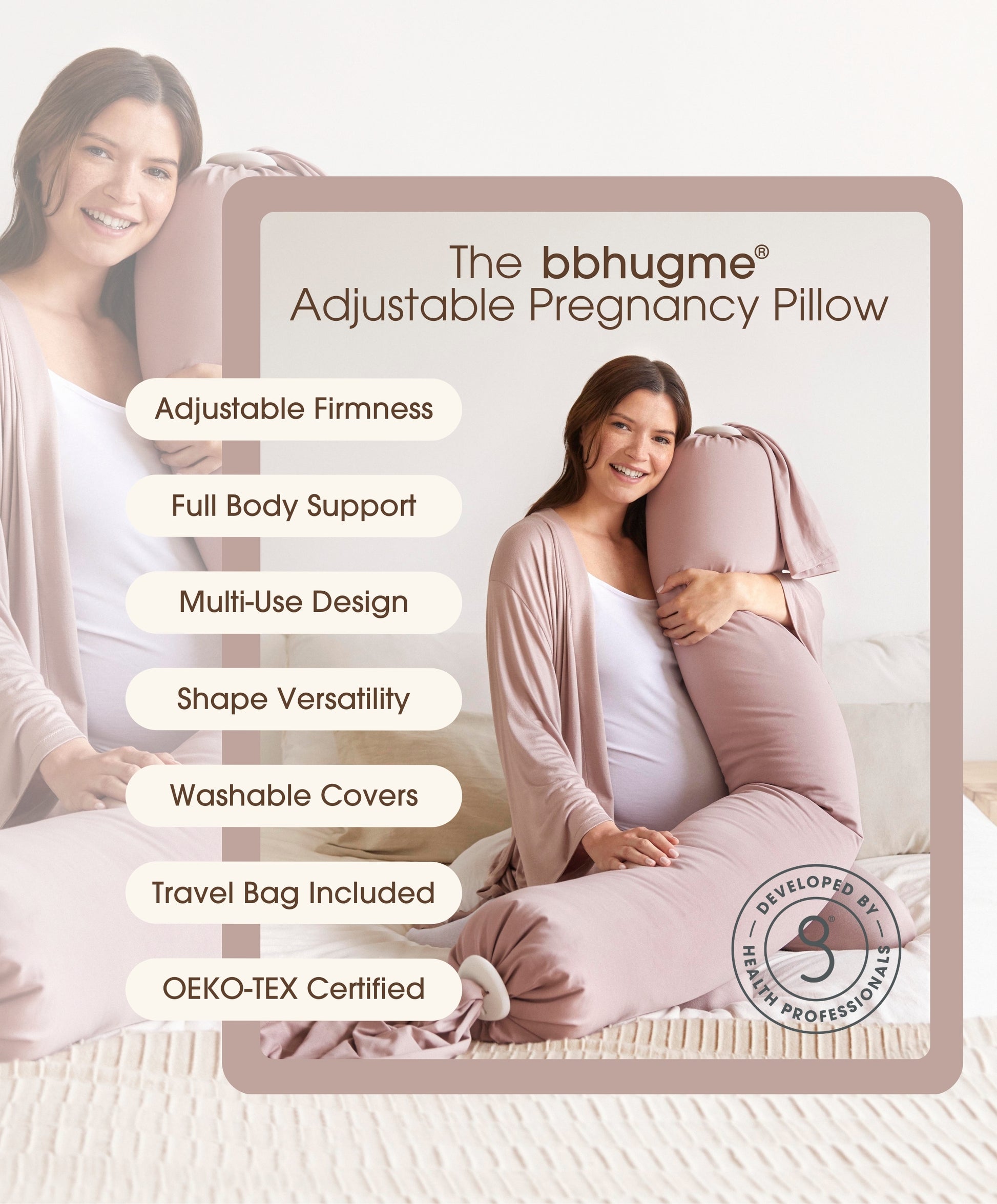 bbhugme - Pregnancy Pillow - Dusty Pink - Laadlee