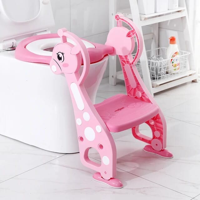 Pikkaboo EasyGo+ Potty Training Seat with Step Ladder - Pink Giraffe