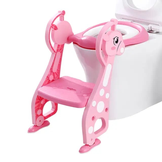 Pikkaboo EasyGo+ Potty Training Seat with Step Ladder - Pink Giraffe