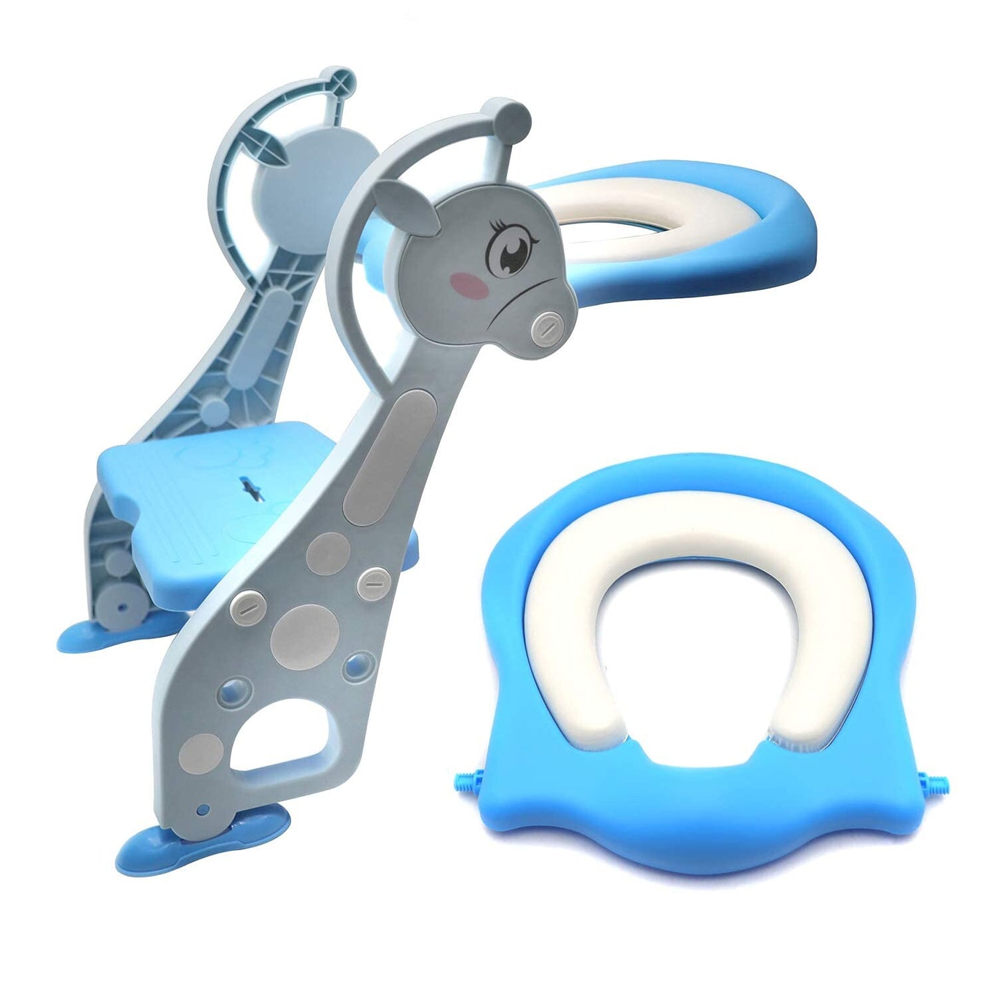 Pikkaboo EasyGo+ Potty Training Seat with Step Ladder - Blue Giraffe