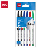 Deli Ball Point Pen 0.6 6P Assorted