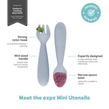 ezpz Mini Utensils (Spoon + Fork) - Pewter