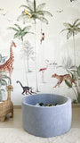 Ezzro Round Ball Pit Velvet Grey Melange With 100 Balls - White, Light Grey, Golden - Laadlee