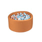 Ezzro Round Ball Pit Saddle Brown 100 x 40 With 200 Balls - White, Baby Blue, Golden