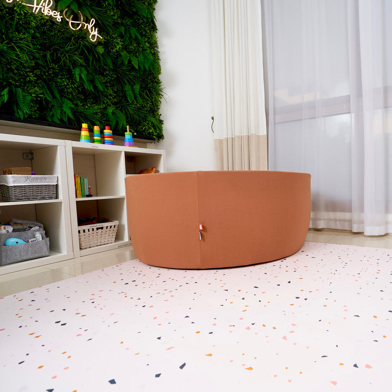 Ezzro Round Ball Pit Saddle Brown 100 x 40 With 200 Balls - Pearl, White, Baby Blue, Golden - Laadlee