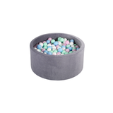Ezzro Round Ball Pit Velvet Silver With 200 Balls - White, Baby Blue, Baby Pink, Lime - Laadlee