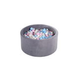 Ezzro Round Ball Pit Velvet Silver With 100 Balls - White, Baby Blue, Baby Pink, Pearl - Laadlee