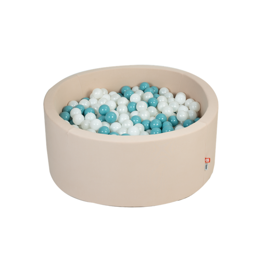 Ezzro Beige Round Ball Pit With 200 Balls - Pearl, Aquamarine