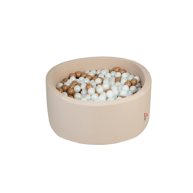 Ezzro Beige Round Ball Pit With 200 Balls - Pearl, Golden, White - Laadlee