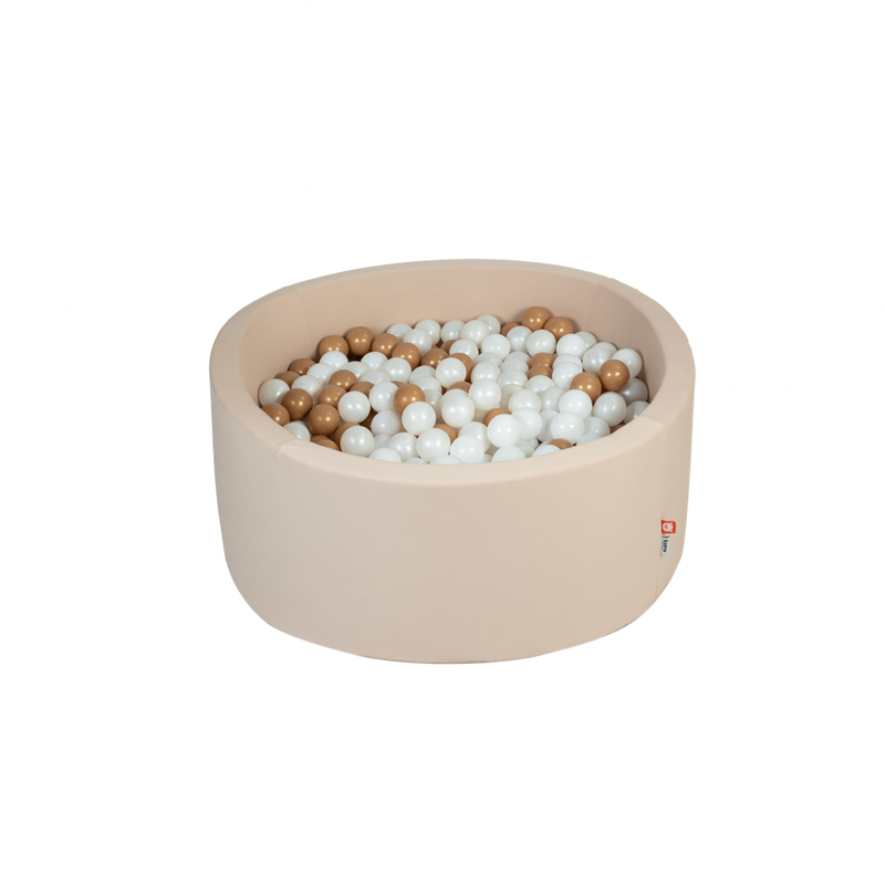 Ezzro Beige Round Ball Pit With 200 Balls - Pearl, Golden, White