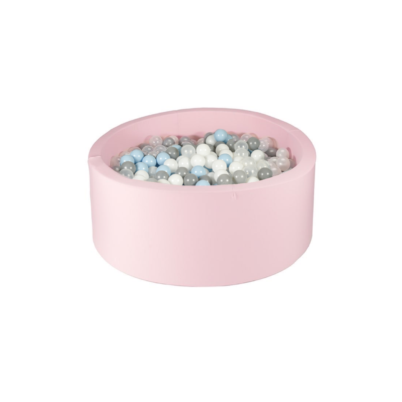 Ezzro Light Pink Round Ball Pit With 200 Balls - Light Grey, Transparent, Baby Blue, White