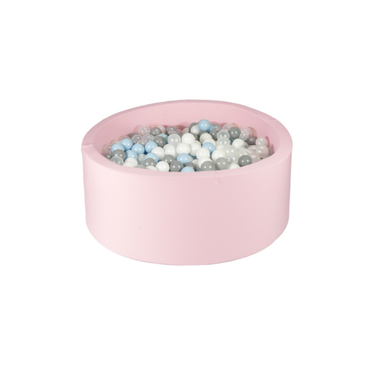 Ezzro Light Pink Round Ball Pit With 400 Balls - Light Grey, Transparent, Baby Blue, White