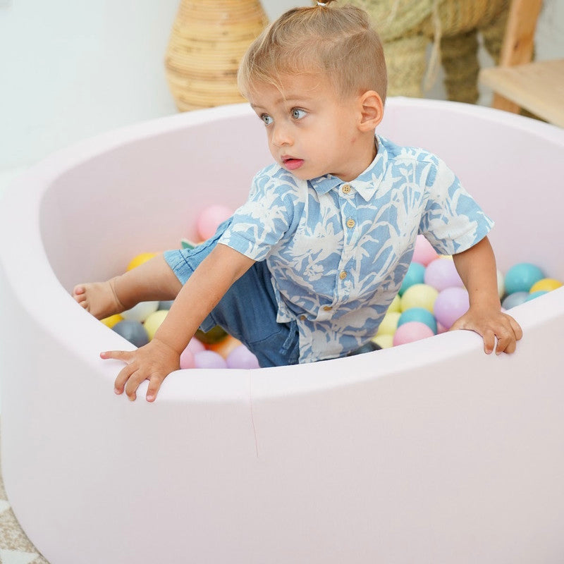 Ezzro Light Pink Round Ball Pit With 400 Balls - Light Grey, Transparent, Baby Blue, White - Laadlee