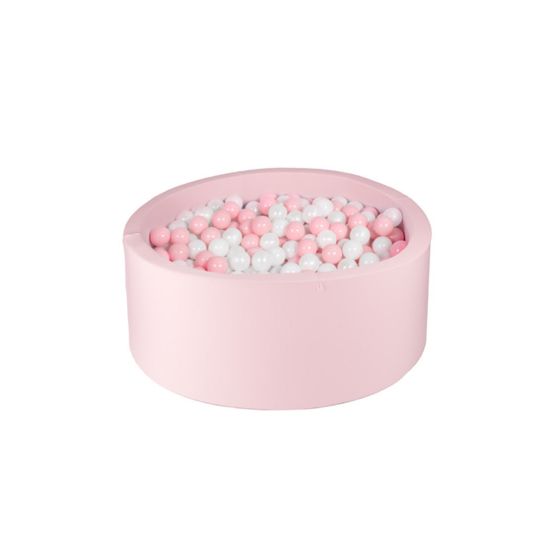 Ezzro Light Pink Round Ball Pit With 200 Balls - Baby Pink, White - Laadlee