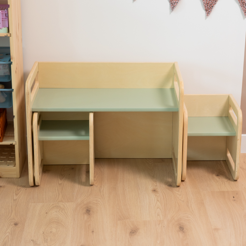 Ezzro Montessori Table Set - Natural / Light Green - Laadlee
