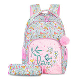 Eazy Kids Love 17Inch School Bag With Pencil Pouch - Pink (Set of 2)