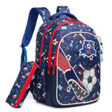 Eazy Kids Football 17Inch School Bag With Lunch Bag and Pencil Case - Blue (Set of 3)