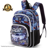 Eazy Kids Car Racing 18Inch Backpack With Lunch Bag and Pencil Case (Set of 3)