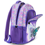 Eazy Kids 3D Butterfly 18Inch Backpack With Lunch Bag and Pencil Case - Purple (Set of 3)