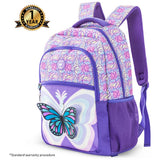 Eazy Kids 3D Butterfly 18Inch Backpack With Lunch Bag and Pencil Case - Purple (Set of 3)