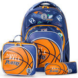 Eazy Kids Basket Ball 18Inch Backpack With Lunch Bag and Pencil Case (Set of 3)