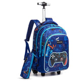 Eazy Kids Gamer 18Inch Trolley School Bag With Lunch Bag and Pencil Case - Blue (Set of 3)