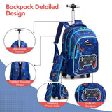 Eazy Kids Gamer 18Inch Trolley School Bag With Lunch Bag and Pencil Case - Blue (Set of 3)