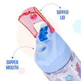 Eazy Kids Unicorn 2-In-1 Tritan Water Bottle 650ml - Blue