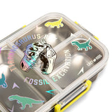 Eazy Kids 3 Compartment Stainless Steel bento Lunch Box, 800ml With Lunch Bag - T- Rex Purple