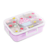 Eazy Kids Cup Cake  3 Compartment Stainless Steel Bento Lunch Box 800ml - Purple