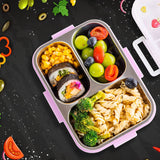 Eazy Kids Cup Cake  3 Compartment Stainless Steel Bento Lunch Box 800ml - Purple