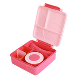 Eazy Kids 3/4 Convertible Jumbo Bento Lunch Box With Staineless Steel Bowl, Spoon & Fork Set And Pouch - Pink