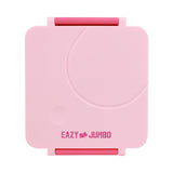 Eazy Kids 3/4 Convertible Jumbo Bento Lunch Box With Staineless Steel Bowl, Spoon & Fork Set And Pouch - Pink