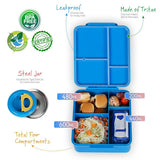 Eazy Kids Jumbo Bento Lunch Box With Insulated Jar - Blue
