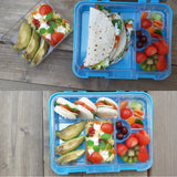 Eazy Kids Jawsome 6/4 Convertible Bento Lunch Box  With Sandwich Cutter Set- Blue