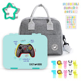 Eazy Kids PlayStation 6 Compartment Bento Lunch Box Green With Lunch Bag - Blue