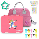 Eazy Kids Unicorn 6 Compartment Bento Lunch Box With Lunch Bag - Pink