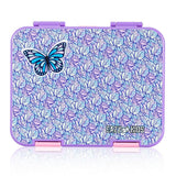 Eazy Kids 6 & 4 Convertible Bento Lunch Box With Lunch Bag, Steel Spoon & Fork Set and Alphabets Sticker - Butterfly Purple