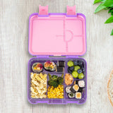 Eazy Kids 6 & 4 Convertible Bento Lunch Box With Lunch Bag, Steel Spoon & Fork Set and Alphabets Sticker - Butterfly Purple
