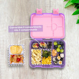 Eazy Kids 6 & 4 Convertible Bento Lunch Box With Lunch Bag, Steel Spoon & Fork Set and Alphabets Sticker - Butterfly Purple