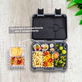 Eazy Kids 6 & 4 Convertible Bento Lunch Box With Lunch Bag, Steel Spoon & Fork Set and Alphabets Sticker - Car Racing Blue