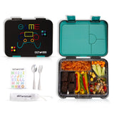 Eazy Kids Gamer 6/4 Convertible Bento Lunch Box With Steel Spoon & Fork Set And Alphabets Sticker