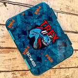 Eazy Kids 6 & 4 Convertible Bento Lunch Box With Lunch Bag, Sandwich Cutter Set - T-Rex Blue
