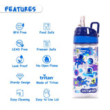 Eazy Kids Astronauts Tritan Water Bottle with Carry handle 420ml - Blue